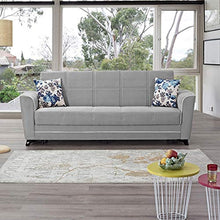 Divano Letto 3 Posti in Vellutino Grigio con Contenitore 232x85xh.90 Cm