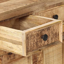 vidaXL Credenza 65x32x70 cm Legno Massello di Mango e Canna Naturale