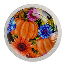 Maniglie per cassetti Manopole per cassetti Manopole rotonde Confezione da 4 per armadietto, cassetti, cassettiere, cassettiere ecc - Fiori e zucche