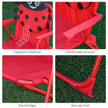 Set Tavolino e 2 Sedie Pieghevoli da Giardino per Bambini con Ombrello Rosso Coccinella