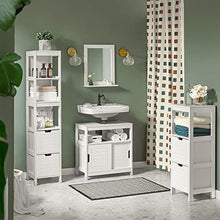SoBuy Set mobili da Bagno salvaspazio (Specchio, Bianco) FRG129-W
