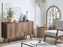Beliani Credenza Rustica con Cassettiere ed Ante in Legno Chiaro Ulika