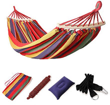 KANINO Amaca da Giardino, Amaca da Interno con Cuscino Gonfiabile e Borsa Portaoggetti, Amache Cotone Portatile per Giardino/Cortile/Spiaggia/Viaggio/Balcone (Rosso 200 x 150cm)