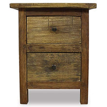 Kshzmoto Comodo Comodino Fatto a Mano, Comodino in Legno massello in Stile Vintage 48 x 35 x 64 cm-con 2 cassetti