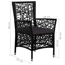 vidaXL 2X Sedie da Pranzo da Esterno in Polyrattan Nero Giardino Seduta Sedile
