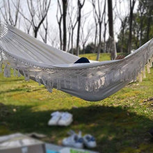 Longchun East Garden Hammock Amaca intrecciata a mano con frange in macramè Amaca portatile durevole con custodia per esterni, campeggio, viaggi nuziali (320 * 150 cm)