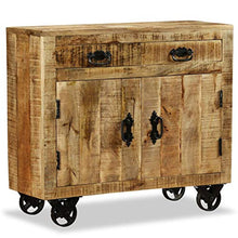 Credenza con 2 Cassetti e 1 Armadietto in Legno Grezzo di Mango