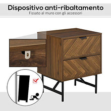 HOMCOM Comodino con 2 Cassetti in Legno per Camera da Letto Design in Stile Industriale 48x39.5x61cm
