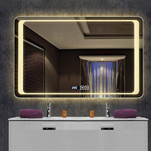 Specchio Specchio da Bagno Grande Rettangolare Illuminato a LED, Specchio antiappannamento Smart Touch a Parete, vanità 60x80cm