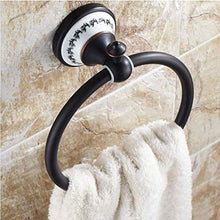 ZLININ Y-longhair Portasciugamani nero Rame appeso Anello rotondo antico da parete Punch ciondolo Storage Bagno Balcone 18,2 x 6,6 cm