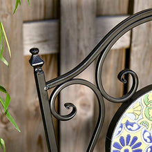 Outsunny Set Tavolo e Sedie da Giardino 3 Pezzi, Mobili da Esterno Pieghevoli in Metallo con Maioliche Colorate