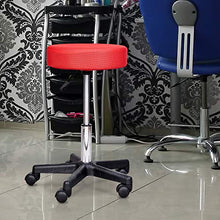 homcom - Sgabello da Salone Sedia Girevole in Tessuto di Maglia Altezza Regolabile Nero/Rosso/Bianco