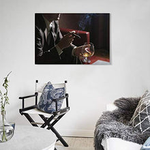JHDSA - Stampa artistica da parete, motivo: sigaro, vino rosso e vino, 50 x 75 cm