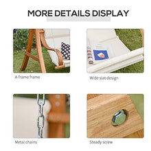 giordano shop Dondolo 2 Posti da Giardino 190x130x192 cm in Legno Sedile Imbottito Bianco Crema
