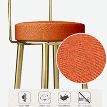 GYPPG Breakfast Barstool Kitchen Chair Textile Linen Upholstered Round Seat with Backrest And Footrest/Bistro Coffee/Gold Legs,Max Load 440lb(Orange)