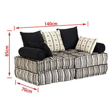 vidaXL Divano Letto Modulare a 2 Posti in Tessuto a Strisce Letto Sofa Sofà