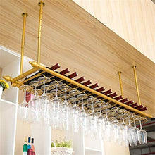 IAIZI Bar/Pub Wine Rack Ripiani con Supporto Calici Floating - Muro Hanging Ferro Vino E Bottiglie di Vetro Cabinet Organizer - Gold Frame - Parete Soffitto Decor (Size : 100cm)