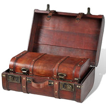 xingshuoonline baule cofanetto di legno Vintage Marrone 2 pezzi, Grande: 45 x 31 x 20 cm