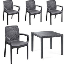 Tomaino Set 4 sedie e 1 Tavolo da Giardino in plastica Simil Rattan