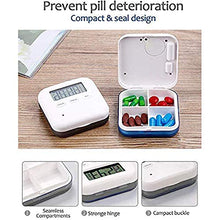 YDong Scatola per Pillole, Scatola per Pillole con Allarme Sigillato Intelligente un 4 Compartimenti, Distributore Elettronico di Promemoria per Timer Pillola Portatile