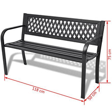 Shengtaieushop - Panchina da giardino, in acciaio nero, per esterni
