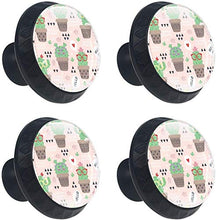 Simpatici occhiali da sole Cactus Pot Cartoon Art Pomelli per Porta Set di 4 Pomelli per Mobili Manopole per Cassetti Cucina Armadio Vetro