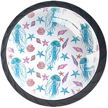 Meduse dell'acquerello e conchiglie Pomelli per Porta Set di 4 Pomelli per Mobili Manopole per Cassetti Cucina Armadio Vetro
