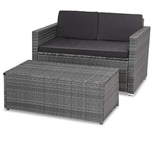 Casaria Divano Lounge 2 Posti Divanetto da Giardino Cuscini Pouf Mobile Chaise Longue Mobili Balcone