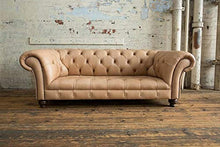 JVmoebel Chesterfield, divano a 3 posti, design di lusso, in pelle, colore marrone