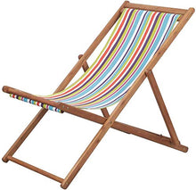 EBTOOLS Sedia a Sdraio Multicolore Pieghevole, Sedia Spiaggina Pieghevole Relax Sdraio per Giardino, per Giardino Spiaggia Campeggio, in Legno di Eucalipto + Tessuto