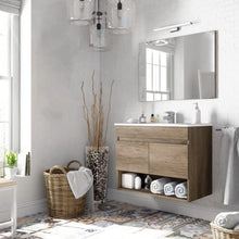 Bagno Italia Mobile bagno da cm 80 colore rovere venato con lavandino specchio arredo moderno sospeso