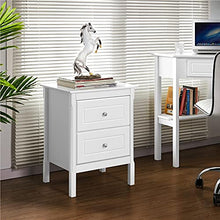 Yaheetech Set 2 Comodini Camera da Letto Comodino con 2 Cassetti Tavolino Moderno Mobiletto da Letto Stile Shabby Chic Tavolino Lato da Salotto Divano 48 x 40 x 61 cm Bianco