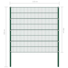 Panneau de clôture avec poteaux Fer 1,7 x 1,6 m Vert