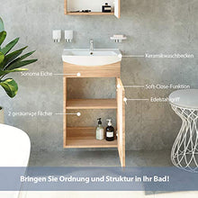 Lavabo con mobiletto base, 45 cm, per bagno e WC ospiti (rovere Sonoma)
