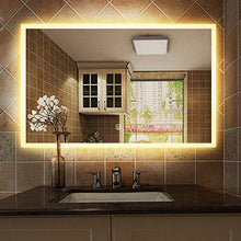 Specchio Rettangolare retroilluminato a Parete Illuminato, Specchio da Bagno Illuminato a LED, Luce Bicolore + antideflagrante + antiappannamento