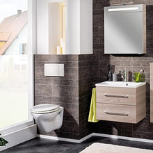 FACKELMANN B.Clever - Set di mobili da bagno, 2 pezzi, 60 cm, in frassino con lavabo in marmo e armadietto a specchio a LED