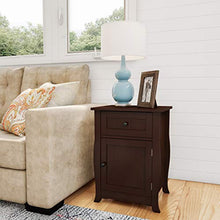 Lavish Home Accent Table- Storage Drawer & Cabinet, Dark Brown