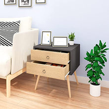 EUGAD Comodino da Letto con Due Cassetti Tavolino Grigio Moderno Comodino Piccolo da Camera Gambe in Legno Massello 0062ZZ