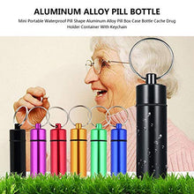 Erduo Mini Portatile Impermeabile a Forma di Pillola in Lega di Alluminio portapillole Custodia per Bottiglia Contenitore per farmaci con Portachiavi-Nero