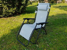 GARDENIA Relax Greek Sdraio Reclinabile Pieghevole Zero Gravity, Grigio Chiaro, 90x66x110 cm