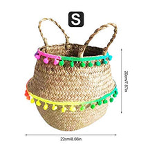winnerruby Seagrass - Cestino in Vimini con Piccola Palla Colorata, per Biancheria, Picnic, Vaso di Fiori e Borsa da Spiaggia s
