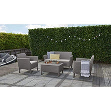 Keter Salemo Lounge Set, Set Mobili da Giardino in Rattan con Divano 2 Posti 2 Poltrone e Tavolino Porta Cuscini, Cappuccino