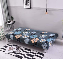 SHANNA Futon - Copridivano Elasticizzato Senza braccioli, Antiscivolo, Elastico e Pieghevole, Adatto per Divano Letto Pieghevole (Fiore Grigio Scuro, Motivo Stampato) - Arredi Casa