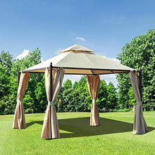 miozzi Gazebo da Giardino Impermeabile con Pannelli Laterali Beige 3x3m