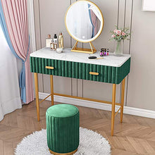 ZRN Tavolo da Trucco Set da toeletta Moderno, Tavolo da Trucco con Specchio Illuminato e Sgabello Imbottito, tavolino da toeletta in Marmo per Camera da Letto con 2 cassetti