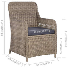 SKM Set da Pranzo da Giardino 7 pz in Polyrattan Marrone-7796