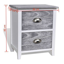 2 Pezzi Contenitore di Stoccaggio, Comodino Stoccaggio Mobile Bagno Comodino con 2 cassetti, 38 x 28 x 45 cm, Grigio e Bianco