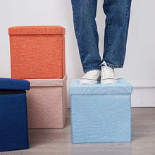 GAOZ Pouf Contenitore, Pouf cubo Pieghevole con Contenitore per Bambini, poggiapiedi, poggiapiedi in Tessuto e Pouf con Schiuma Memory e Seduta in Lino Sintetico 30x30x30 cm