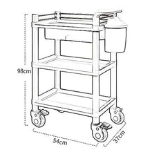 YIN YIN Carrello per Ripiani Scaffale, Salone di Bellezza in plastica cremagliera Mobile Luce e conveniente Grande Salone di Bellezza a casa Taglio di Capelli Grigio 54X37X98CM Carrello a rulli