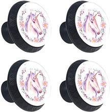 Unicorno dell'acquerello con cornice floreale Pomelli per Porta Set di 4 Pomelli per Mobili Manopole per Cassetti Cucina Armadio Vetro